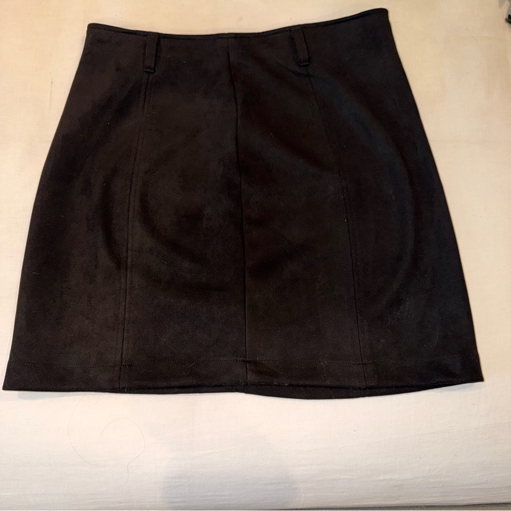 Black Faux Suede Mini Skirt High Waist Women’s Closet Staple - Size XL